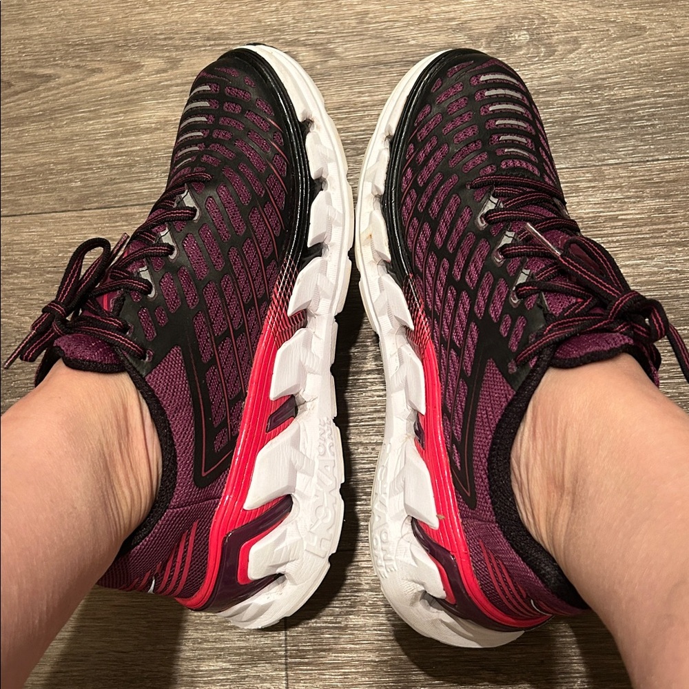 Hoka Women's Black and Purple Athletic Running Shoes - Picture 2 of 3